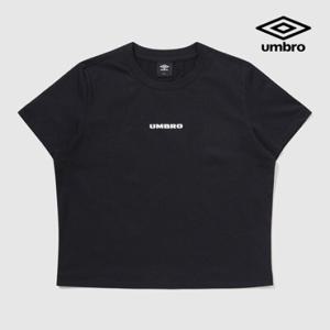 [엄브로] 프레쉬 레터링 우먼스 크롭 반팔 티셔츠 UQ122SRS17 BLK