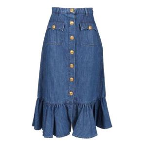 발렌티노 러플 데님 미디 스커트 1914408