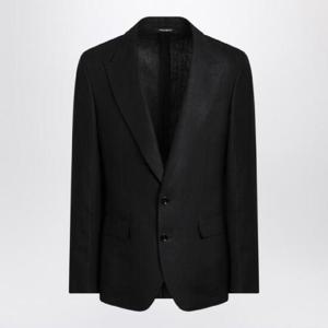 DOLCE&GABBANA Black single-breasted linen jacket G2QS6TFU4MC/Q_DOLCE-N0000