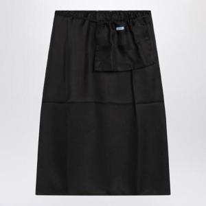 PRADA 파우치가 달린 실크 소재의 검은색 미디 스커트 P179YGOOO1YVT/Q_PRADA-F0002