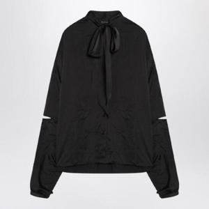 BALENCIAGA 리본이 달린 블랙 새틴 블라우스 814139TKN01/Q_BALEN-1000