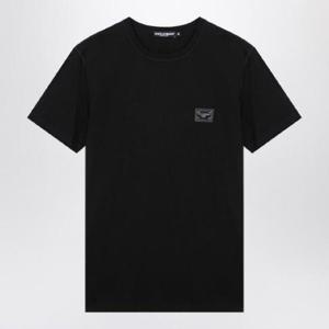 DOLCE&GABBANA 로고 플라크가 있는 검은색 티셔츠 G8PT1TG7F2I/Q_DOLCE-N0000