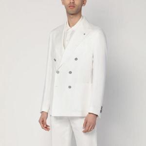 TAGLIATORE Double-breasted cream-colored jacket in linen 1SMC20K340021/Q_TAGLT-EX818