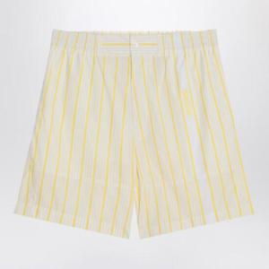 JACQUEMUS 로고가 있는 흰색, 노란색 줄무늬 버뮤다 반바지 25E255PA1381691/Q_JACQM-2CB