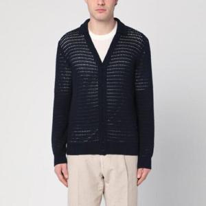 ROBERTO COLLINA Navy blue perforated cardigan in cotton RB25310RB25/Q_ROBER-10