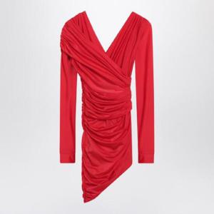 BALENCIAGA Draped mini dress in red jersey 814343TRV97/Q_BALEN-6400