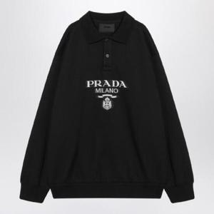 PRADA 로고가 있는 블랙 코튼 폴로셔츠 UJL77BOOO1Y13/XH_PRADA-F0002