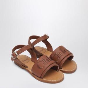 CHLOA  Brown leather sandals with logo C20510-BLE/Q_CHLOE-33A