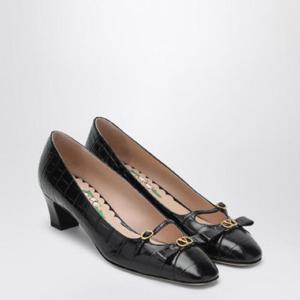 VALENTINO GARAVANI Bowow black crocodile-effect pump 6W2S0LD2HUR/Q_VALE-0NO