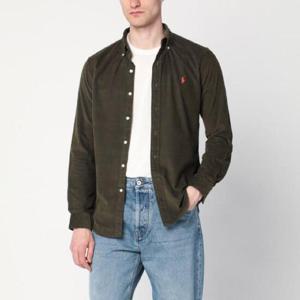 POLO RALPH LAUREN Olive green velvet slim-fit shirt 710818761014CO/XH_POLOR-CO