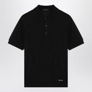 PRADA 재활용 실크 소재의 블랙 폴로셔츠 UMB925OOO16AI/Q_PRADA-F0002