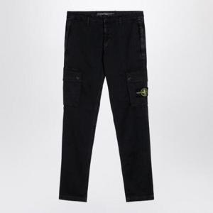 STONE ISLAND 로고가 있는 검은색 코튼 바지 8115303L1/XH_STONE-A0129