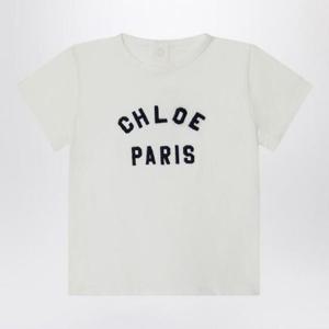 CHLOA  White cotton T-shirt with embroidered logo C20525-BCO/Q_CHLOE-117