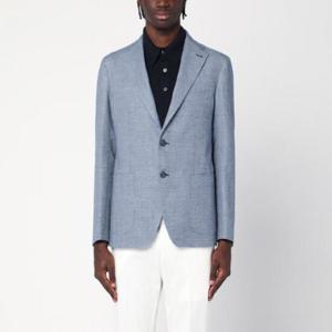 TAGLIATORE Light blue single-breasted jacket in linen and cotton 1SMC22K340305/Q_TAGLT-EI908
