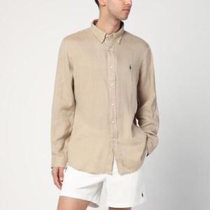 POLO RALPH LAUREN 리넨 소재의 베이지색 셔츠 커스텀핏 710966294001CO/Q_POLOR-CB