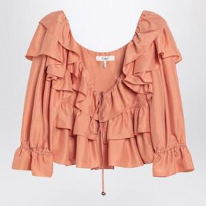 CHLOA  Top with coral colour silk bow CH25SHT16314/Q_CHLOE-82A