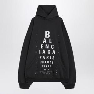 BALENCIAGA Optical black washed oversized hoodie 803265TRVU7/Q_BALEN-9034