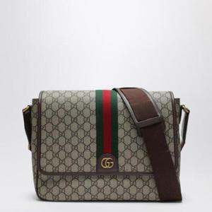 GUCCI 베이지색과 에보니 GG 원단으로 만든 웹 디테일 숄더백 792119FACJQ/XH_GUC-9741