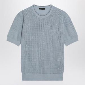 PRADA 라이트 블루 반팔 천공 셔츠 UMF005OOO16UQ/Q_PRADA-F0012