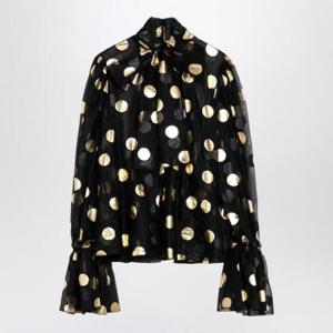 DOLCE&GABBANA 실크 오간자 라메 폴카 도트 블라우스 F7AI9THS100/XH_DOLCE-HNLM0