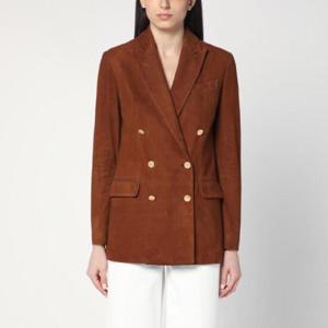 TAGLIATORE 코냑색 더블브레스트 가죽 재킷 JOSIECHE25-01/Q_TAGLT-COGNAC