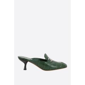 FERRAGAMO 엘로디 크로커다일 엠보싱 가죽 뮬 01I139 001ELODYECROCFORESTGREEN