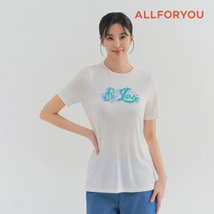 [올포유] 여성 원포인트 프린팅 반팔 티셔츠 ALQTN3141-100