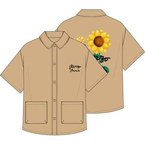 [겐조키즈][SUN FLOWER]해바라기 등판 자수 베이지 오픈셔츠 Z255AFI413