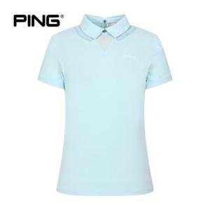 [핑](본사) [PING] 여성 카라 장식 반팔 티셔츠 121D2TO652_BL