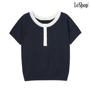 [르샵]배색 라인 포인트 비스코스 반팔 니트 (DP2KT012A)