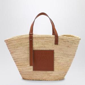 LOEWE Large basket bag in palm leaf and leather 327.02.S81LE/Q_LOEW-2435