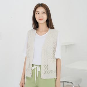 엄마옷 마담4060 여름조끼 니파그물브이넥조끼-ZVE2506006-