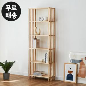 헨느 고무나무 원목 책장 5단 선반 책꽂이 600 내츄럴