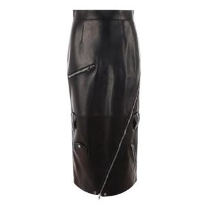 Alexander McQueen 지퍼 디테일 하이웨이스트 미디 스커트 769318Q5ALZ 1000 TP944201284