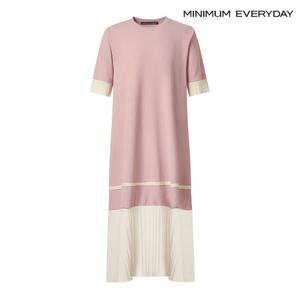 [미니멈][미니멈 에브리데이]배색 주름 루즈핏 원피스 (EB2OW068D)