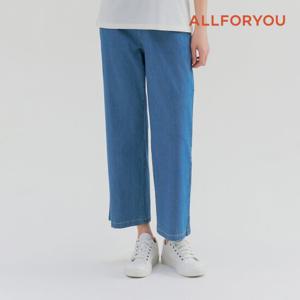 [올포유] 여성 밴딩 테이프 장식 데님 와이드 팬츠 ALPJN4151-906