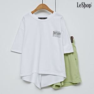 [르샵]뒷트임 패치 레터링 반팔 여성 티셔츠 (DO1LW018A)