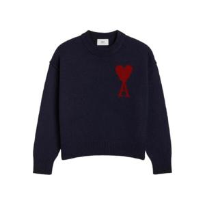 AMI Paris 하트 에이 로고 인타르시아 로고 스웨터 UKS006018