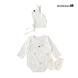 [밍크뮤]WH 프렌즈모달배내바디슈트.손싸개SET 35A70-040-01.00806 [백일/돌/출산선물]