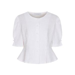 예시카 시어서커 페플럼 라운드 넥 블라우스 YJ5BL627