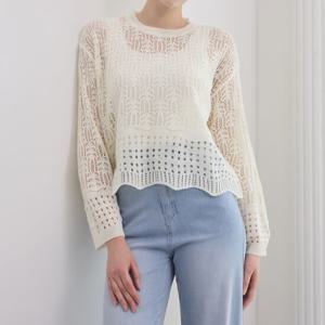 예시카 썸머 스카시 레이어드 시스루 니트 YJ4KP500