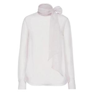25 SS Brunello Cucinelli 푸시 보우 실크 블라우스 MF940ED814C8553 TP439329264