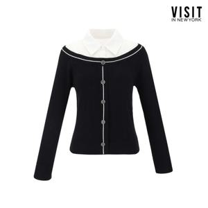 [비지트인뉴욕]칼라 배색 풀오버 니트 VB1LK70