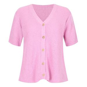 샵앤) 국산 여성 Y단추 A라인핏 레이어드 골지 반팔 가디건 BOM-WCD-20406-핑크