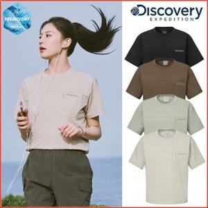 디스커버리 25년/신상 여름 프레시벤트 우븐 여성 포켓 반팔티셔츠/냉감기능티 DWRS9C053-DXNW