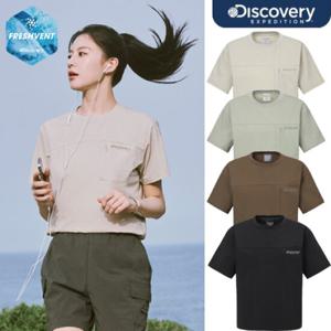 디스커버리 25SS 신상 고윤정착용 프레시벤트 우븐 여성 반팔티셔츠 티셔츠/냉감소재/스트레치/세미크롭/세미오버핏 DWRS9C053