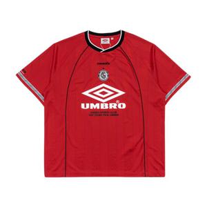 엄브로 HBL BLOKE OG 스트라이프 자카드 라운드 반팔 저지 UQ221CRJ51RED
