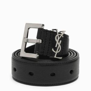 SAINT LAURENT 카상드르 블랙 가죽 벨트 634440BRM0E/XG_YSL-1000