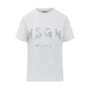 여성 MSGM 로고 프린트 크루넥 티셔츠 01OPTICALWHITE