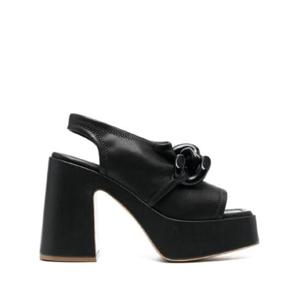25 SS Stella McCartney 체인 링크 블록 힐 샌들 125mm 810159W1IL0 TP432043528